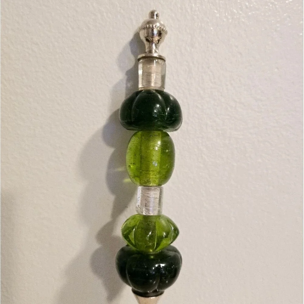 Pottery Barn Long Green Bead salad serving fork